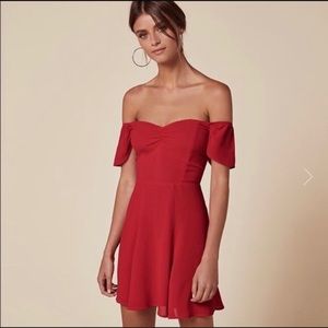 Reformation brand Rosa dress in Poinsettia
